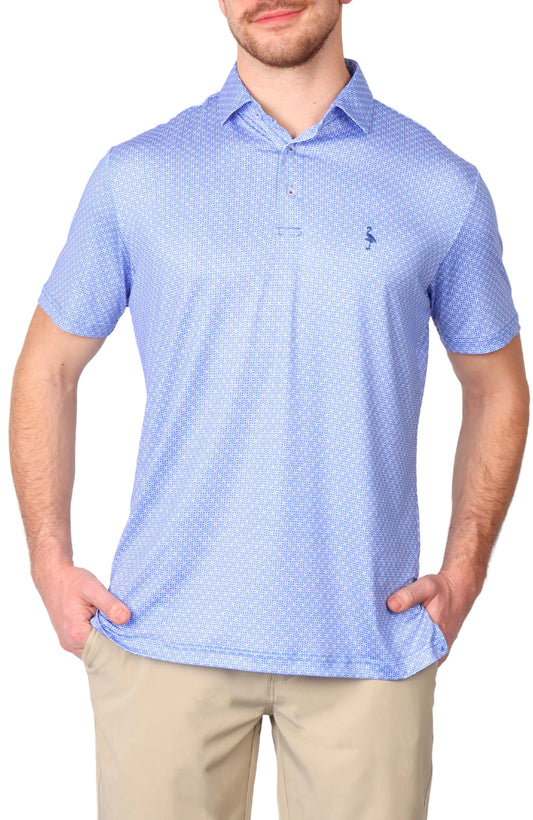 ABSTRACT MAZE PRINT PERFORMANCE POLO