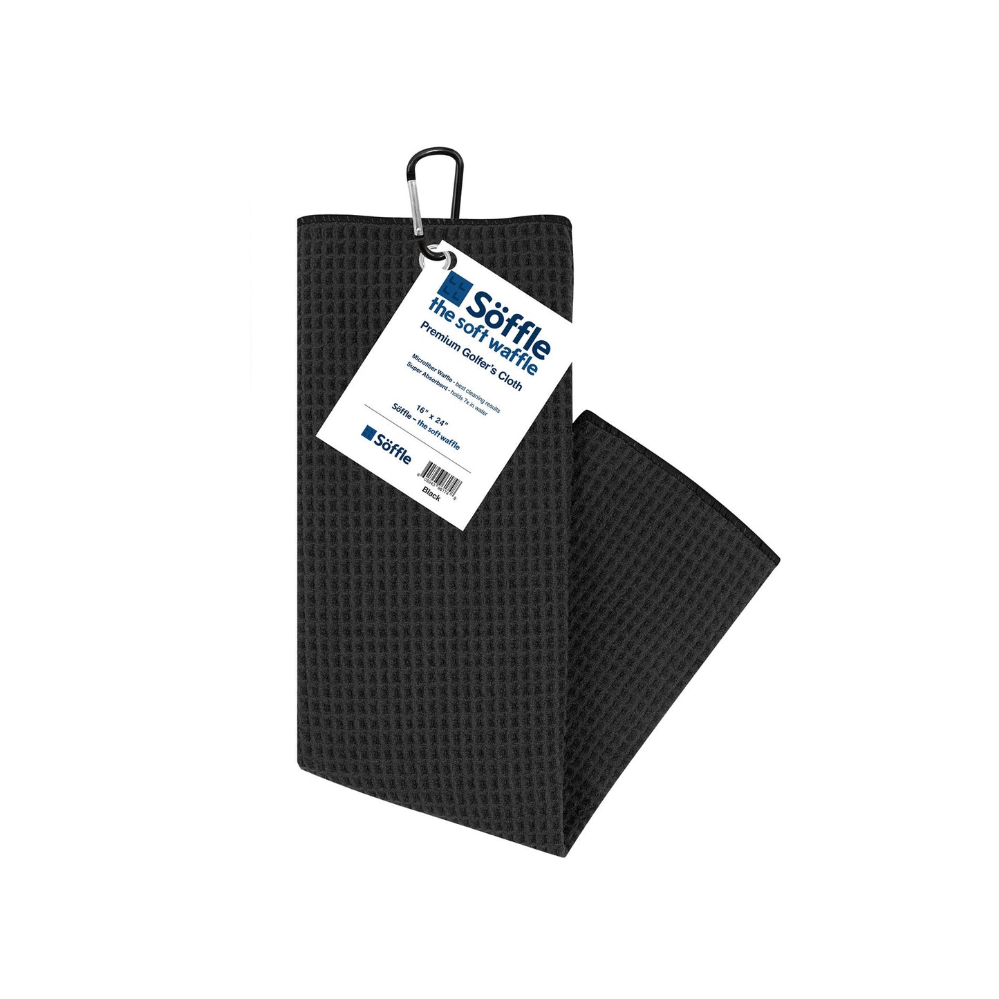 16" x 24" SOFFLE TRI-FOLD TOWEL WITH CLIP - Grip On Golf & Pickleball Zone