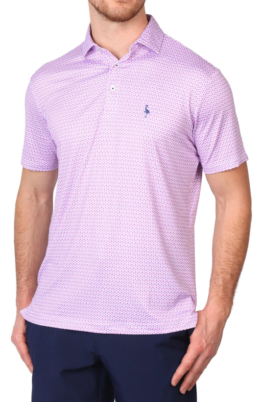 PINK MICRO FLORAL PERFORMANCE POLO