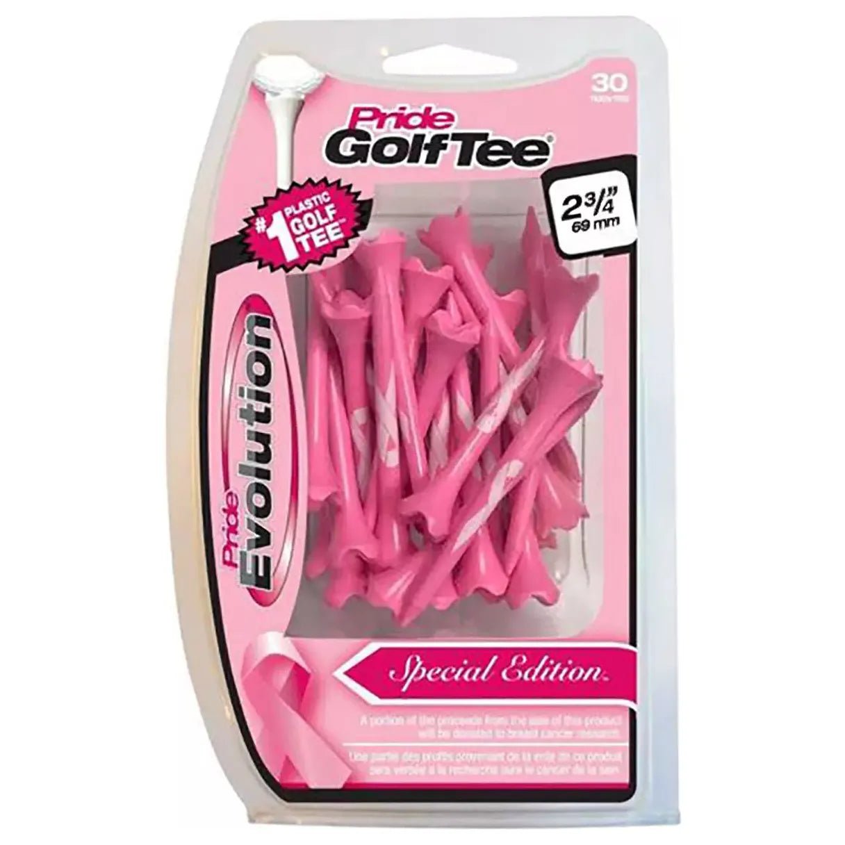 BREAST CANCER AWARENESS TEES - 2 3/4 - 30 PACK - Grip On Golf & Pickleball Zone